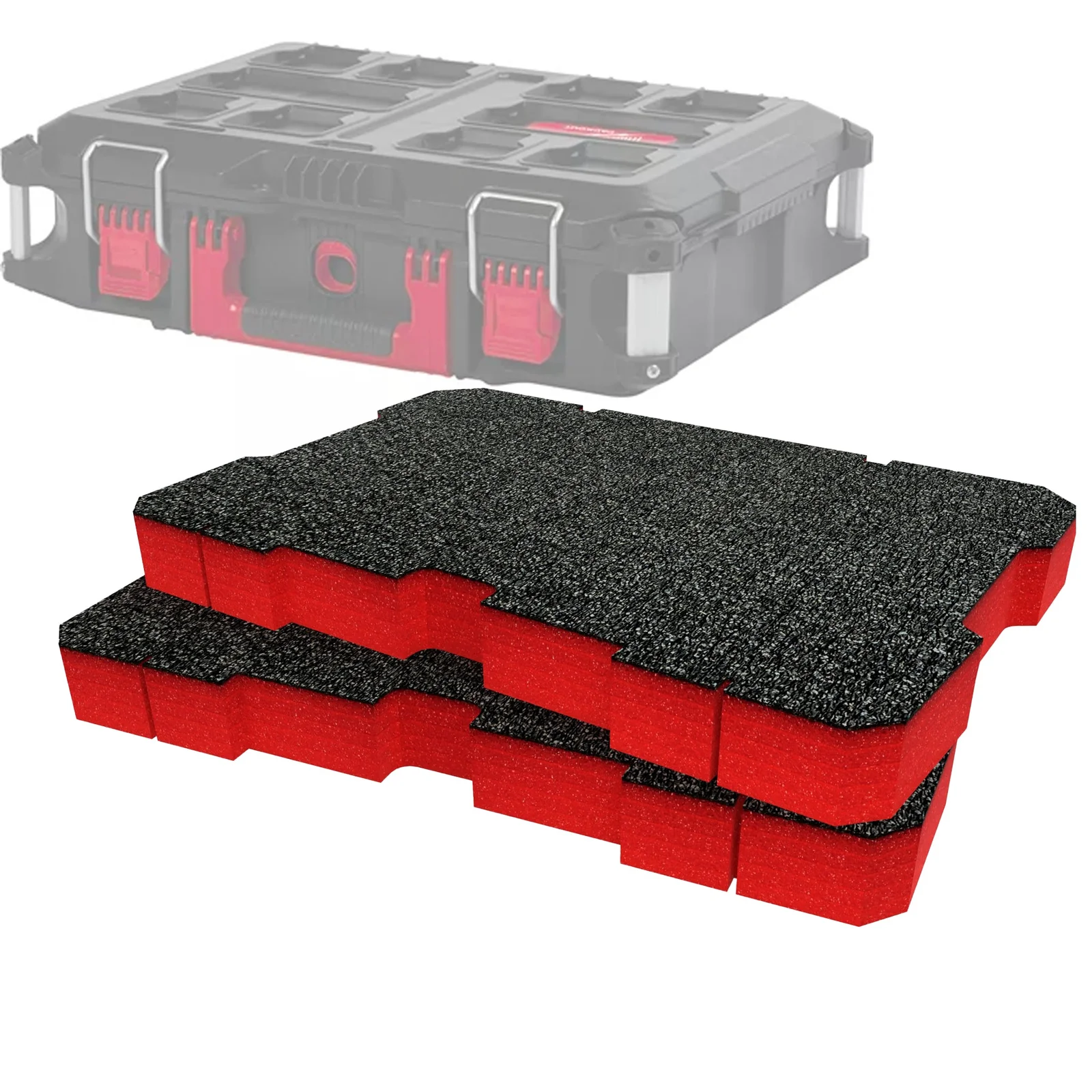 Mút xốp định hình cho thùng Milwaukee Packout, khay foam 2 lớp cắt vừa khít hộp dụng cụ